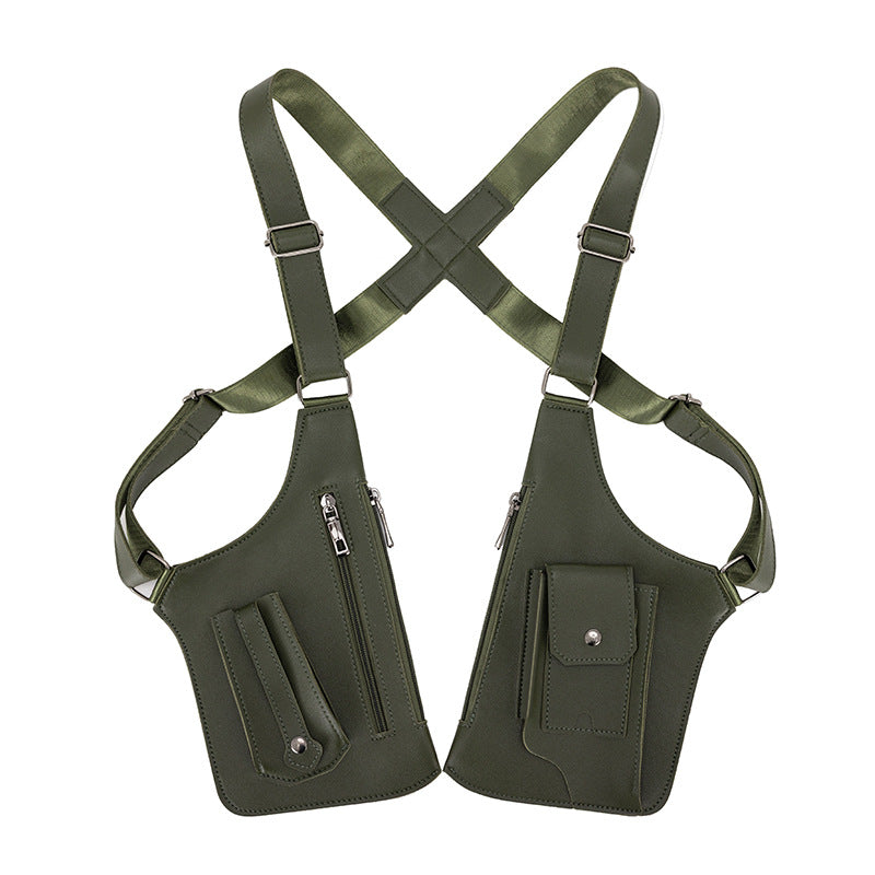 Men's Retro Underarm Backpack Belt Bag - Adjustable Crossbody Shoulder Bag for Travel Storage Multi Functional
