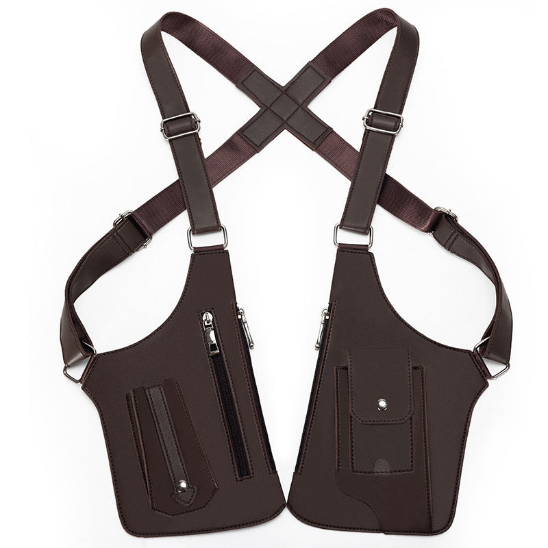 Men's Retro Underarm Backpack Belt Bag - Adjustable Crossbody Shoulder Bag for Travel Storage Multi Functional