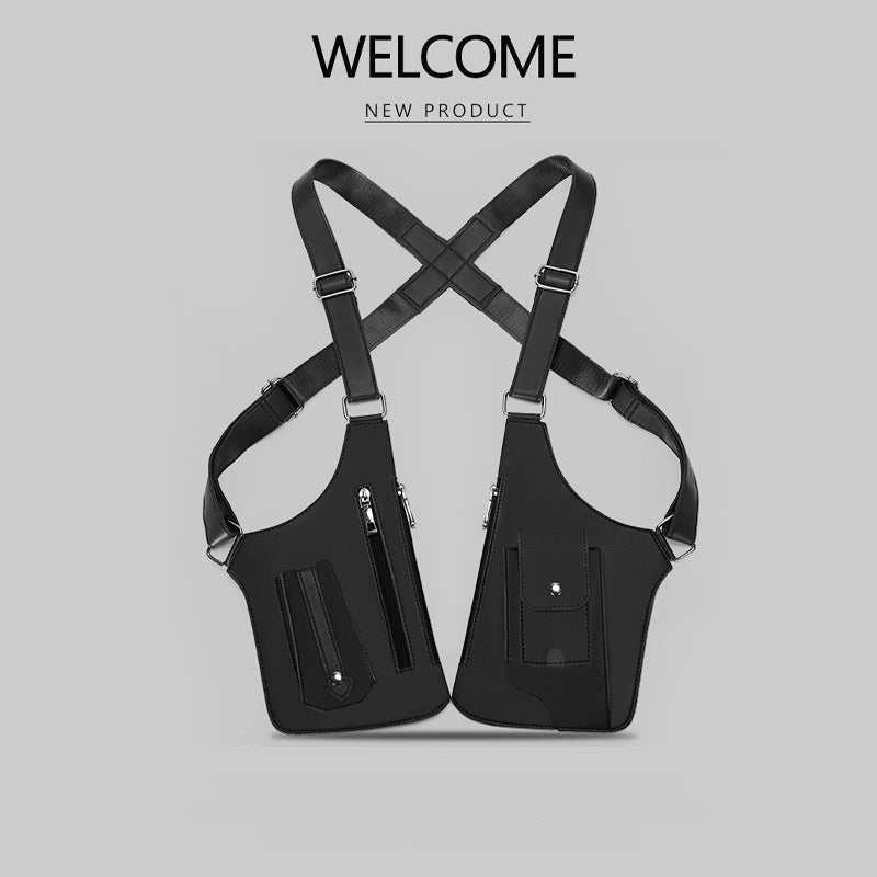 Men's Retro Underarm Backpack Belt Bag - Adjustable Crossbody Shoulder Bag for Travel Storage Multi Functional